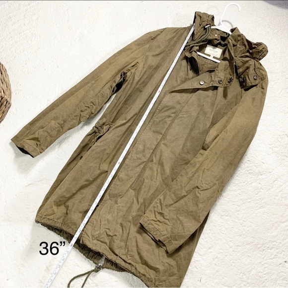 ✅ FRANK & OAK Hooded Long Outdoor Anorak Rain Jacket Zip Coat Dark Forest Green - Picture 3 of 7